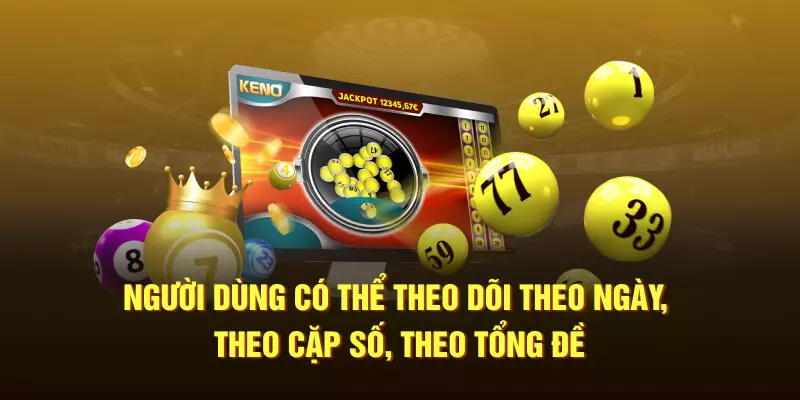 Người dùng có thể theo dõi theo ngày, theo cặp số, theo tổng đề